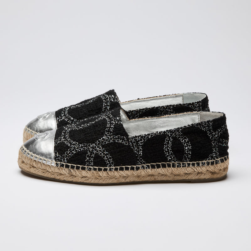 Pre-Loved Chanel ™ Tweed and Metallic Espadrilles Size 40