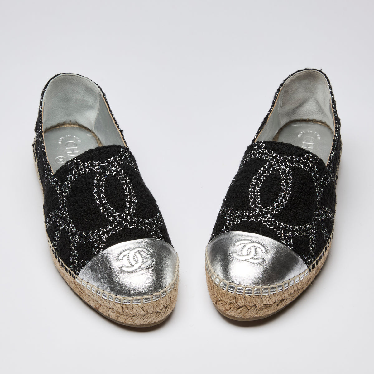 Pre-Loved Chanel ™ Tweed and Metallic Espadrilles Size 40