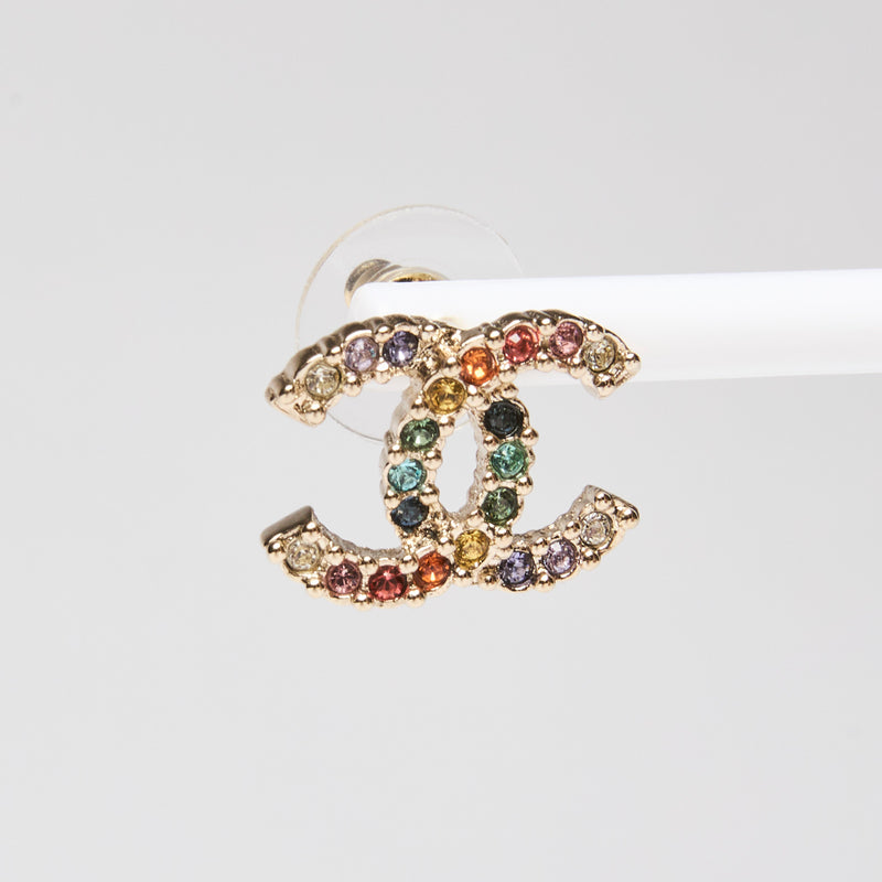 Pre-Loved Chanel ™ Multicolour Crystal Logo Stud Earrings