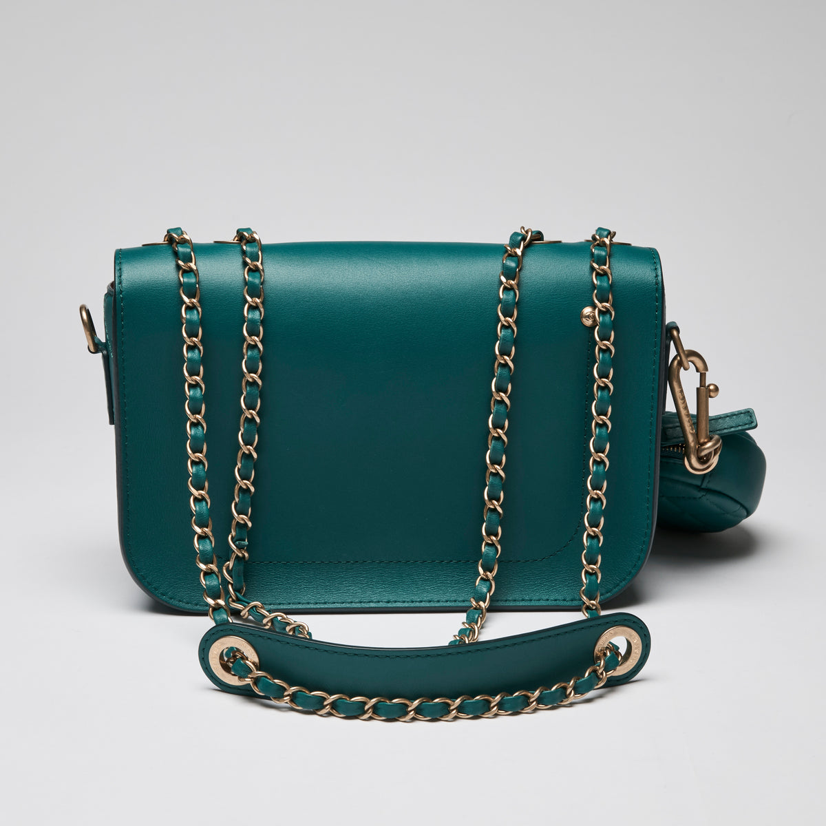 Pre-Loved Chanel ™ Teal Single Flap Bag with Coin Pouch Attachment