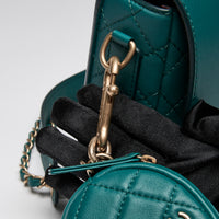 Pre-Loved Chanel ™ Teal Single Flap Bag with Coin Pouch Attachment