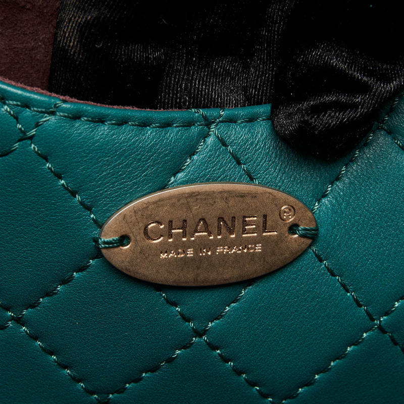 Pre-Loved Chanel ™ Teal Single Flap Bag with Coin Pouch Attachment