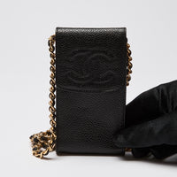 Pre-Loved Chanel ™ Black Crossbody Phone Sleeve with Gold Hardware