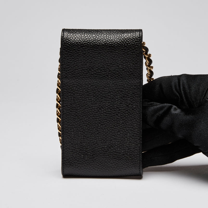 Pre-Loved Chanel ™ Black Crossbody Phone Sleeve with Gold Hardware