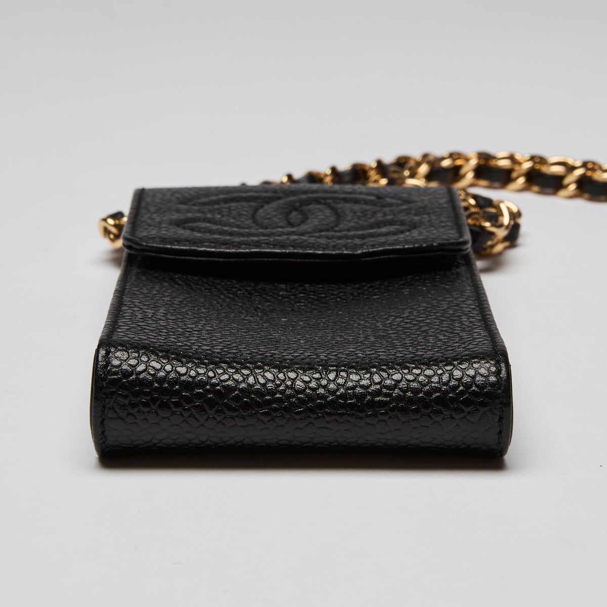 Pre-Loved Chanel ™ Black Crossbody Phone Sleeve with Gold Hardware