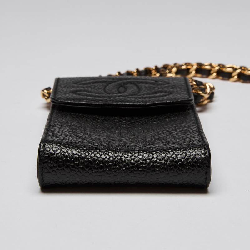 Pre-Loved Chanel ™ Black Crossbody Phone Sleeve with Gold Hardware