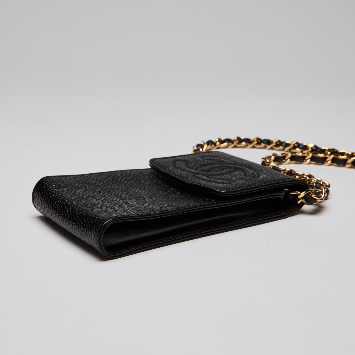 Pre-Loved Chanel ™ Black Crossbody Phone Sleeve with Gold Hardware