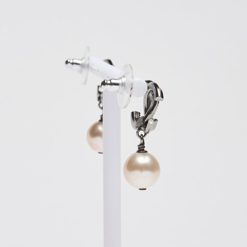 Pre-Loved Chanel™ Silver Logo Pearl Drop Earrings