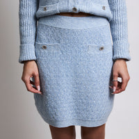 Pre-Loved Chanel™ Light Blue Knit Cardigan and Skirt Set