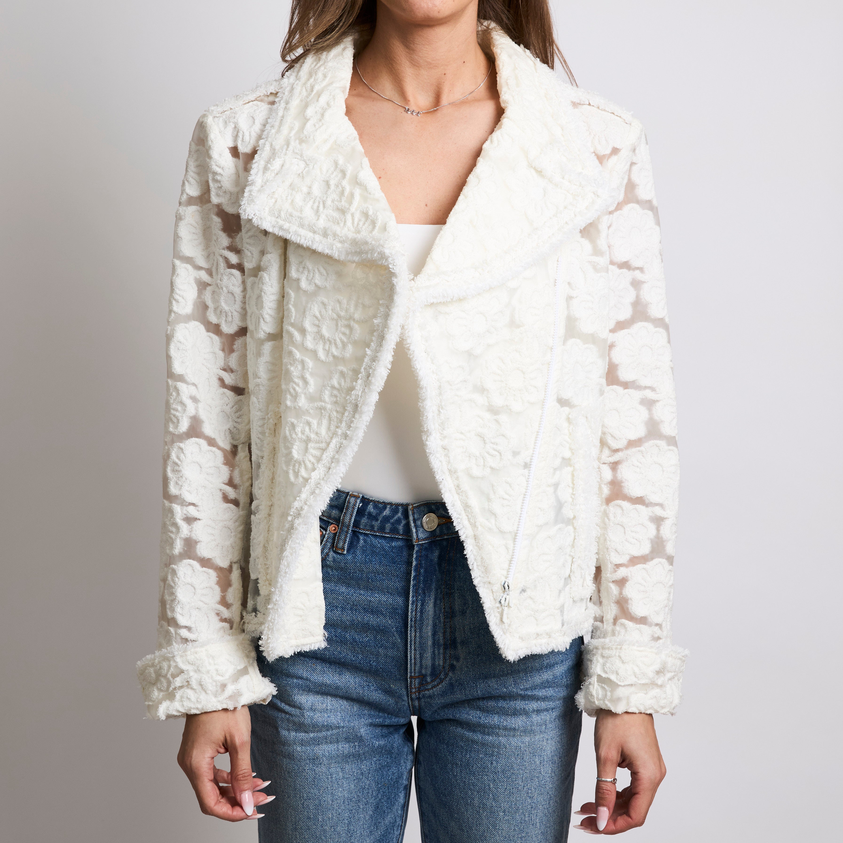 Ivory biker jacket hotsell