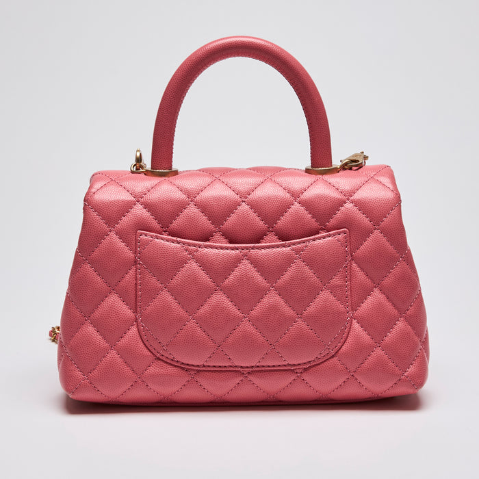 Pre-Loved Chanel Pink Quilted Small Coco Handle (Back)