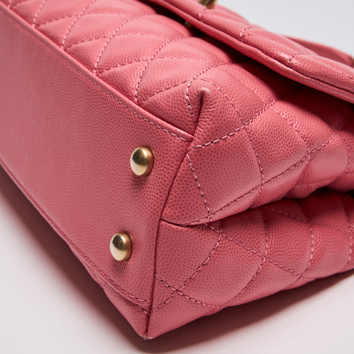 Pre-Loved Chanel Pink Quilted Small Coco Handle (Corner)