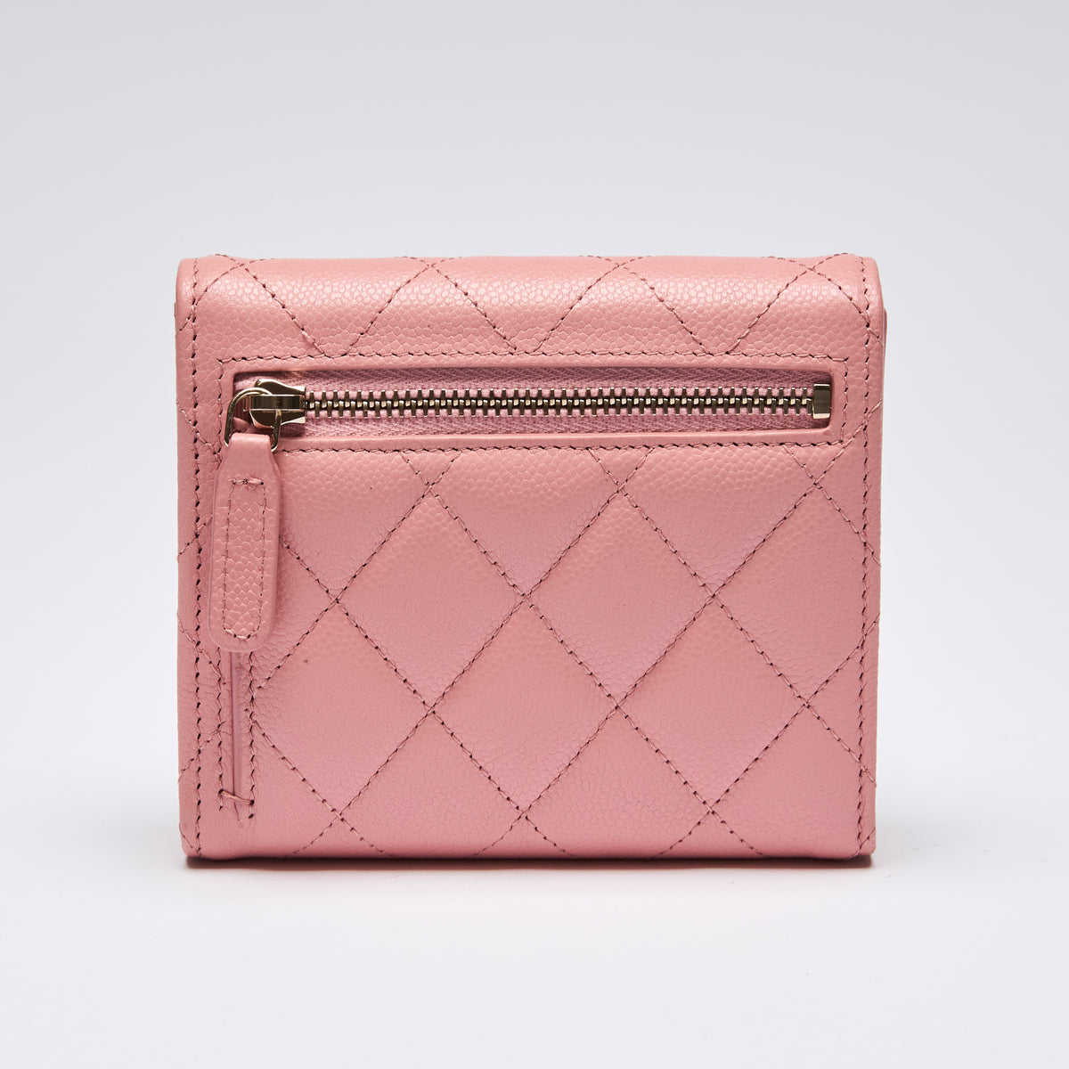 Pre-Loved Chanel™ Pink Caviar Flap Compact Wallet (Back)