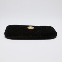 Pre-Loved Chanel™ Black Velvet and Gold Metallic Leather Zip Pouch (Bottom)