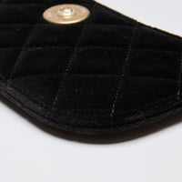 Pre-Loved Chanel™ Black Velvet and Gold Metallic Leather Zip Pouch (Corner)