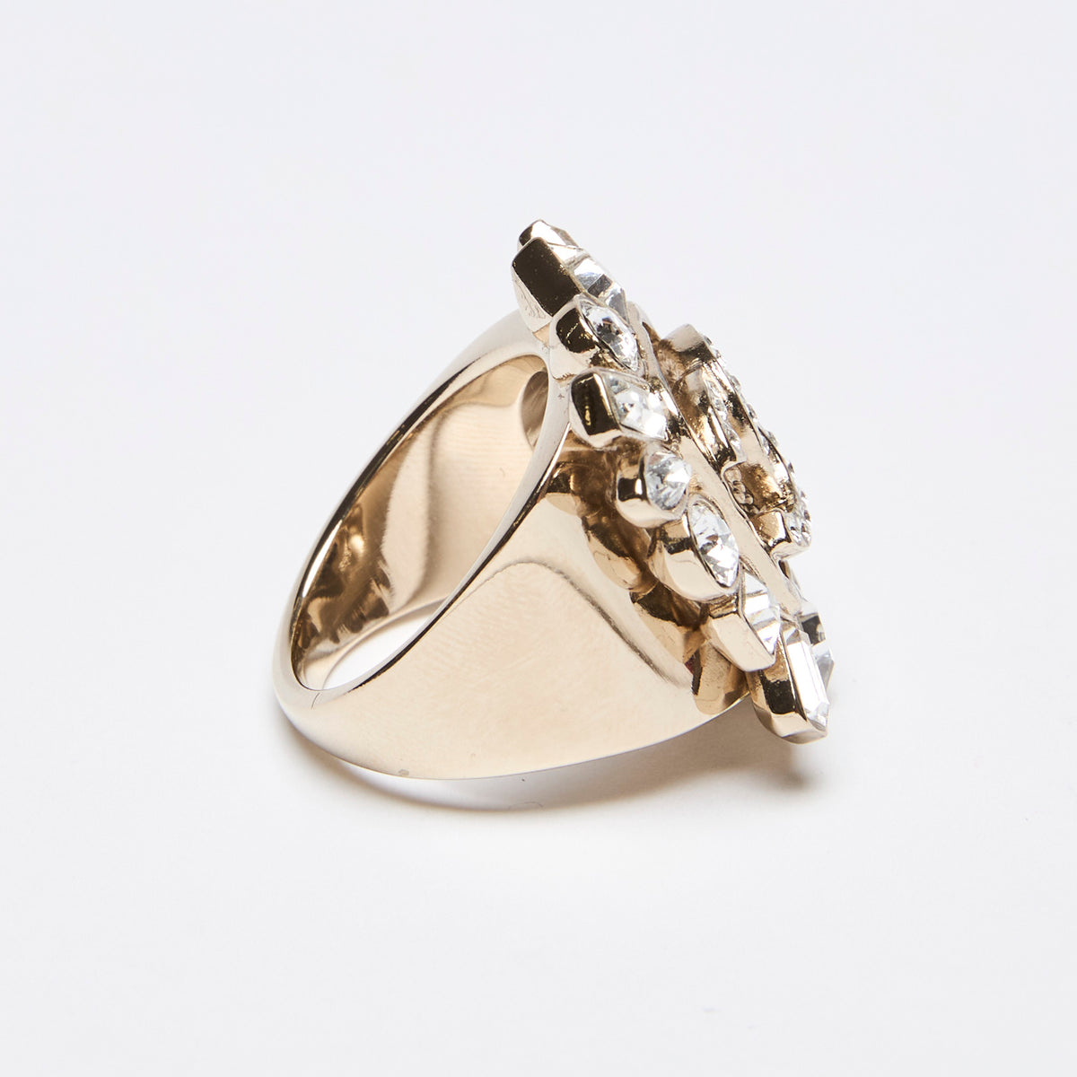 Pre-Loved Chanel™ Baguette Crystal Embellished Ring