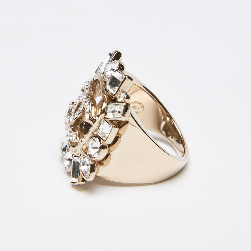 Pre-Loved Chanel™ Baguette Crystal Embellished Ring