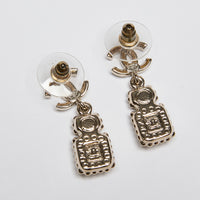 Pre-Loved Chanel™ Logo and Square Crystal Drop Earrings