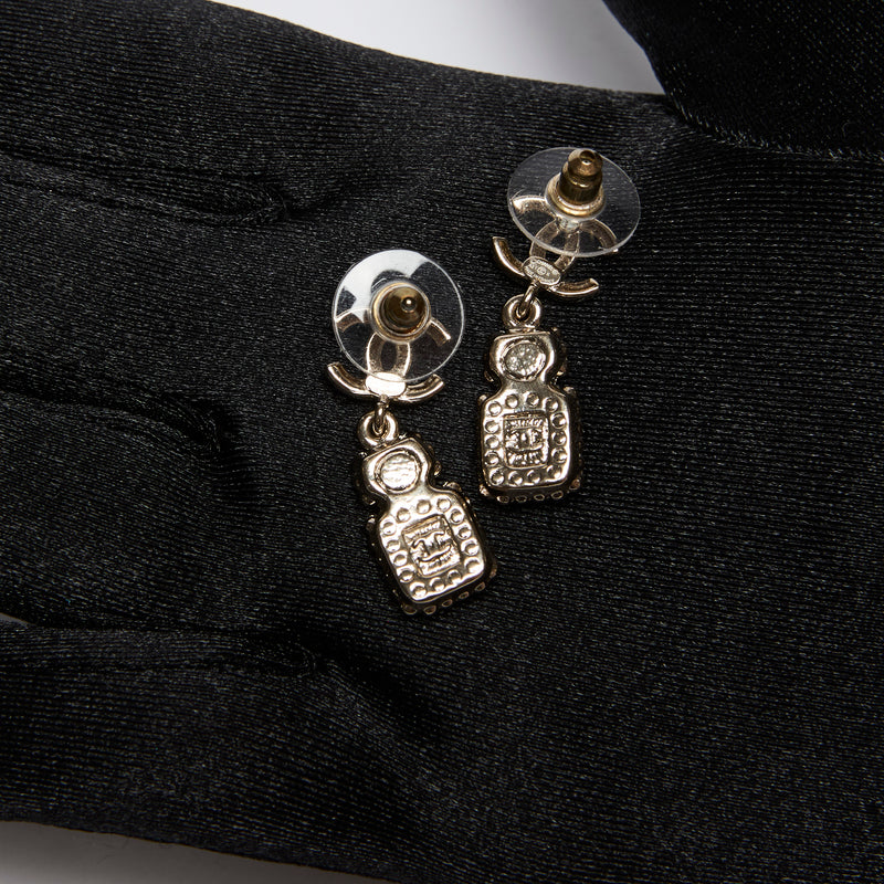 Pre-Loved Chanel™ Logo and Square Crystal Drop Earrings