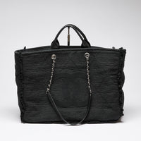 Pre-Loved Chanel™ Cloth Deauville Tote Black (Back)