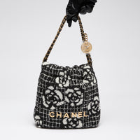 Pre-Loved Chanel™ Camellia Wool Tweed Mini 22 Hobo Bag (Front)