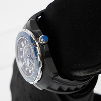 Excellent Pre-Loved Marine Blue Face Automatic Watch with Black Rubber Strap. (crown)