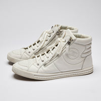 Pre-Loved Chanel™ Mens White Leather High Top Sneakers Size 41