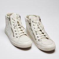 Pre-Loved Chanel™ Mens White Leather High Top Sneakers Size 41