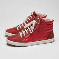 Pre-Loved Chanel™ Red Leather High Top Sneakers Size 41