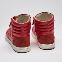 Pre-Loved Chanel™ Red Leather High Top Sneakers Size 41