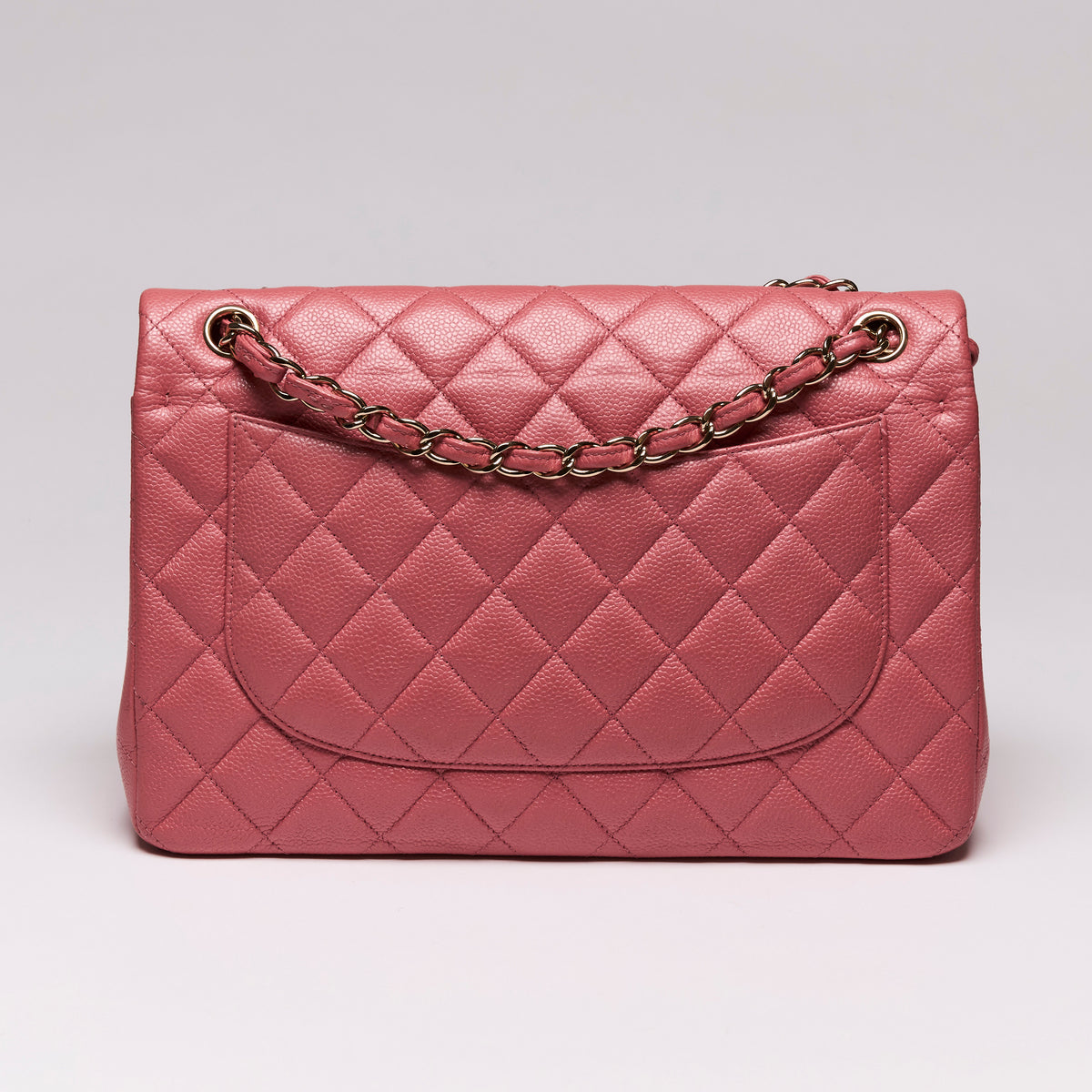 Pre-Loved Chanel™ Caviar Quilted Pink Jumbo Double Flap Bag (Back)