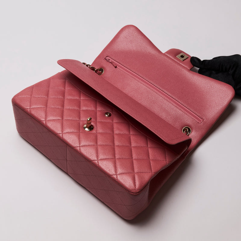 Pre-Loved Chanel™ Caviar Quilted Pink Jumbo Double Flap Bag (Front)