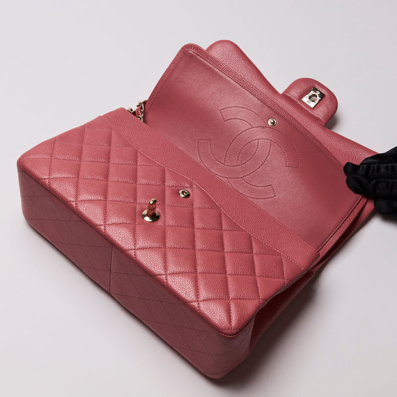 Pre-Loved Chanel™ Caviar Quilted Pink Jumbo Double Flap Bag