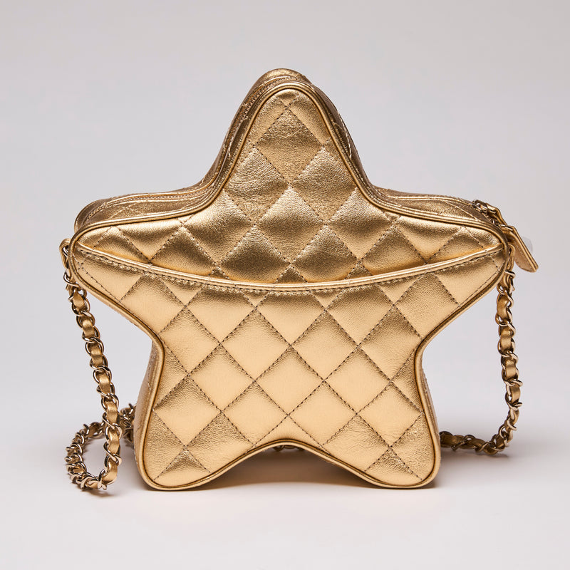 Pre-Loved Chanel™ Metallic Gold Star Purse (Collectors) (Back)