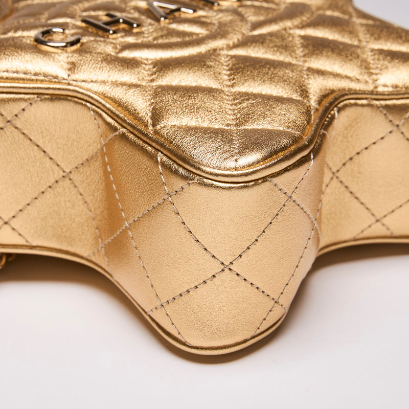 Pre-Loved Chanel™ Metallic Gold Star Purse (Collectors) (Side)