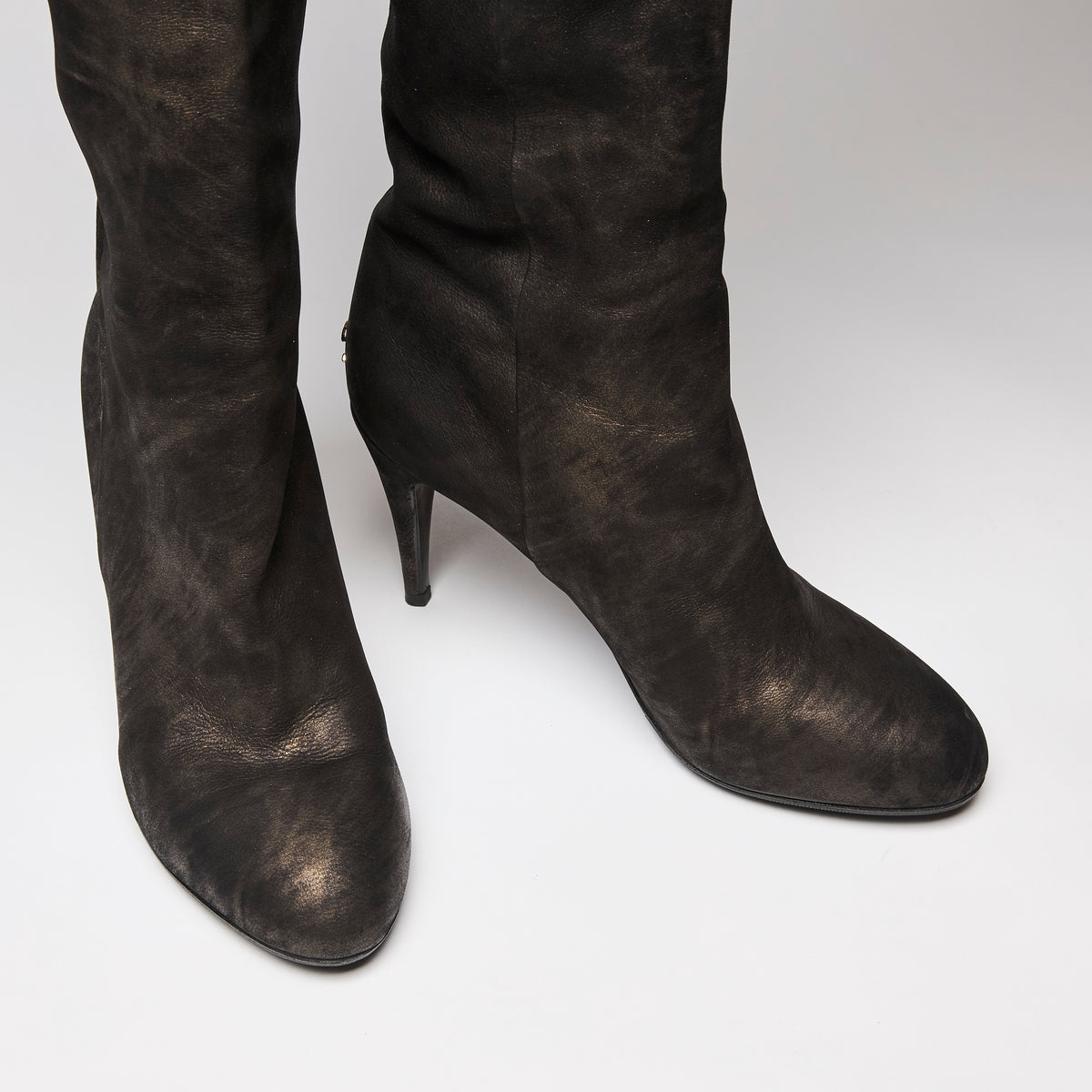 Pre-Loved Chanel™ Two Tone Suede Knee Length Boots Size 40.5