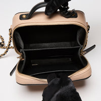 Pre-Loved Chanel™ Caviar Quilted Filigree Vanity Clutch With Chain Beige Black (interior)