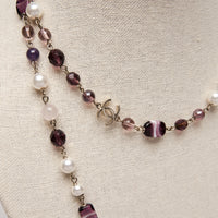 Pre-Loved Chanel™ Purple Pearl and Crystal  Necklace(front)