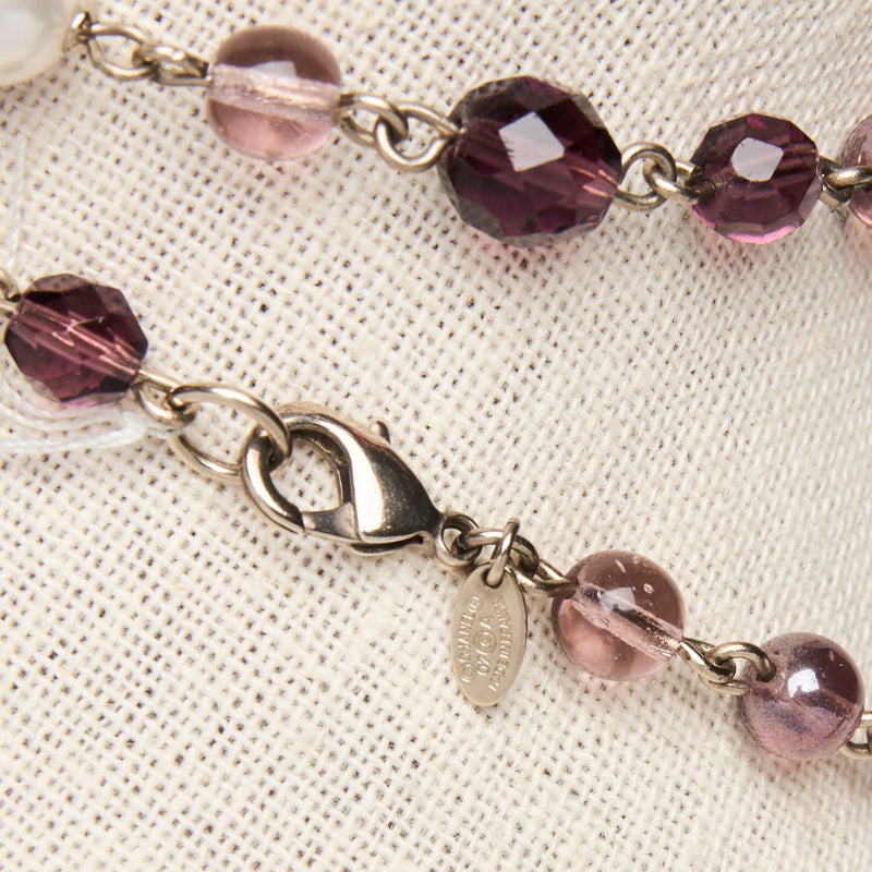 Pre-Loved Chanel™ Purple Pearl and Crystal  Necklace(clasp)