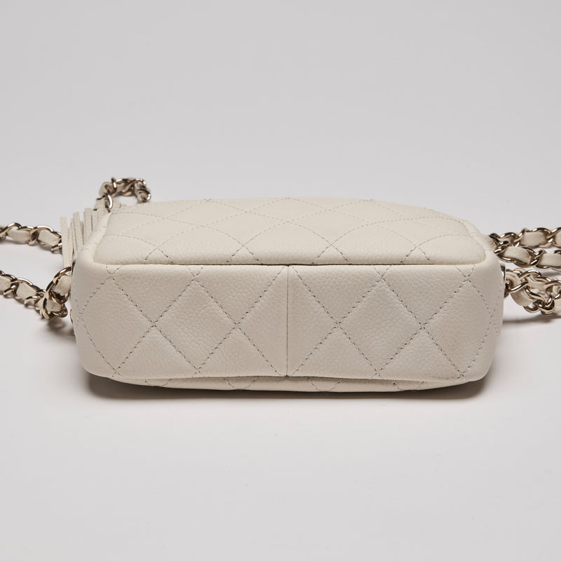 Pre-Loved Chanel™  Quilted Mini Coco Tassel Camera Case White (Bottom)