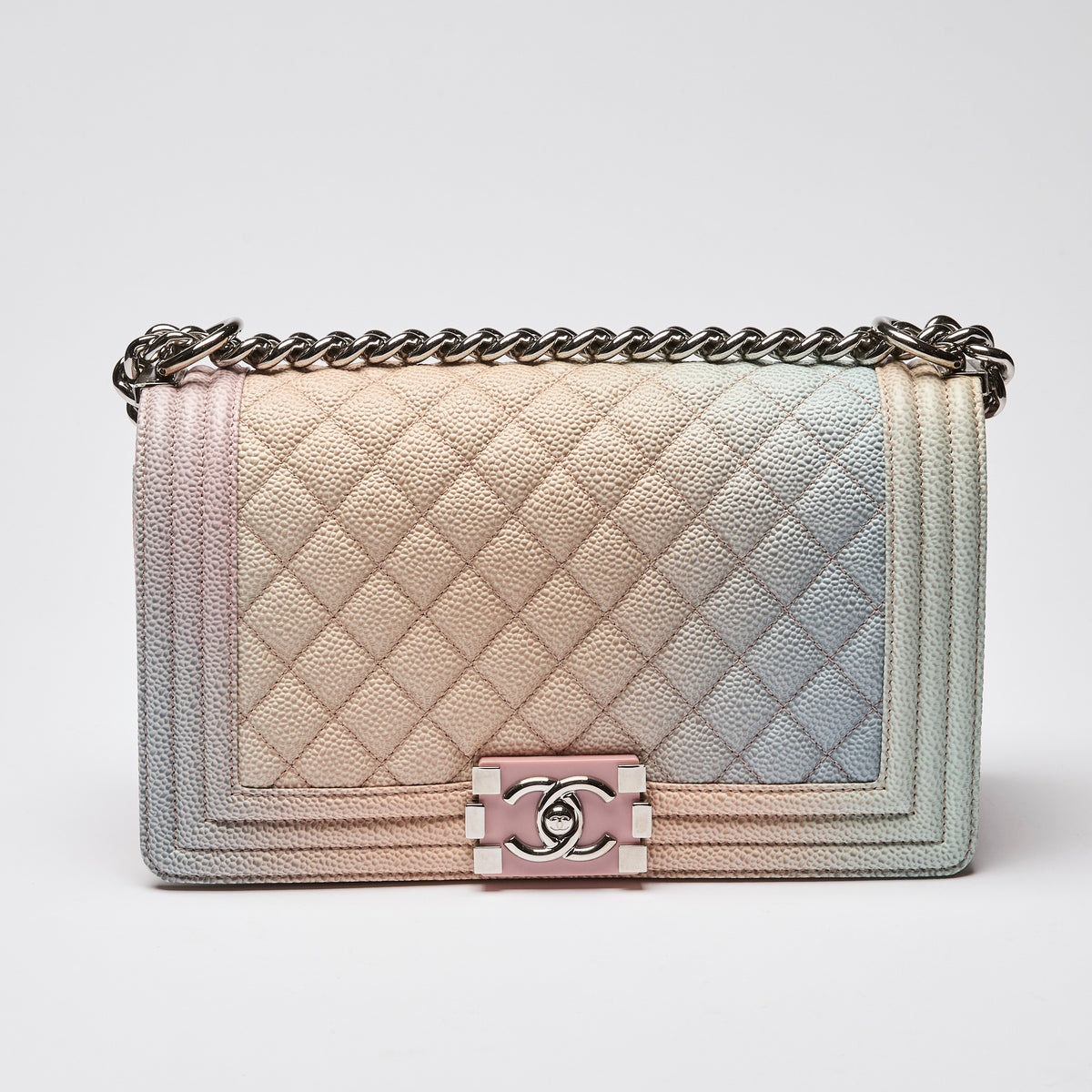 Pre-Loved Chanel™ Caviar Quilted Medium Rainbow Boy Flap Multicolor