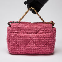 Pre-Loved Chanel™ Small Size Pink Tweed Chanel 19 Handbag