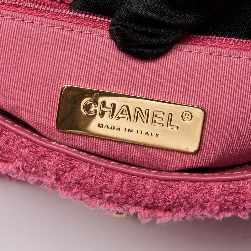 Pre-Loved Chanel™ Small Size Pink Tweed Chanel 19 Handbag