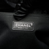 Chanel Black Canvas Cotton Blend Pearl Large Deuville Tote (Made In Logo)