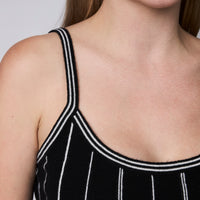 Pre-Loved Chanel™ Black Striped Cashmere Knitted Sleeveless Top Size 42/44