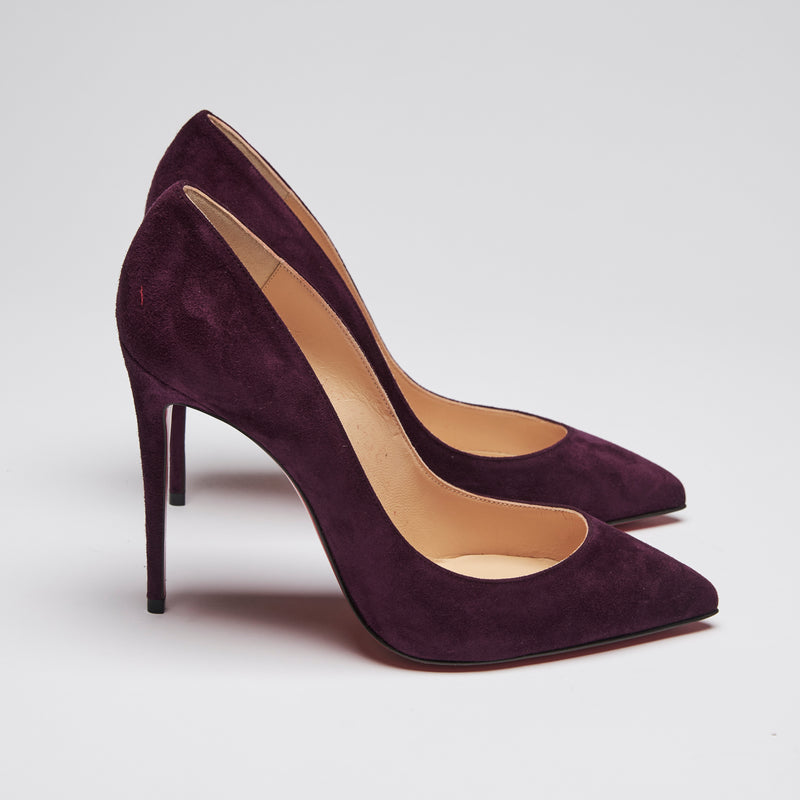 Excellent Pre-Loved Velvet Heels in Various Colors. (plum, side)