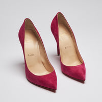 Excellent Pre-Loved Velvet Heels in Various Colors. (magenta pink, front)