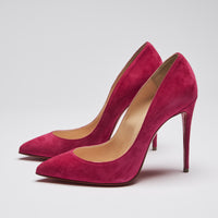 Excellent Pre-Loved Velvet Heels in Various Colors.  (magenta pink, side)