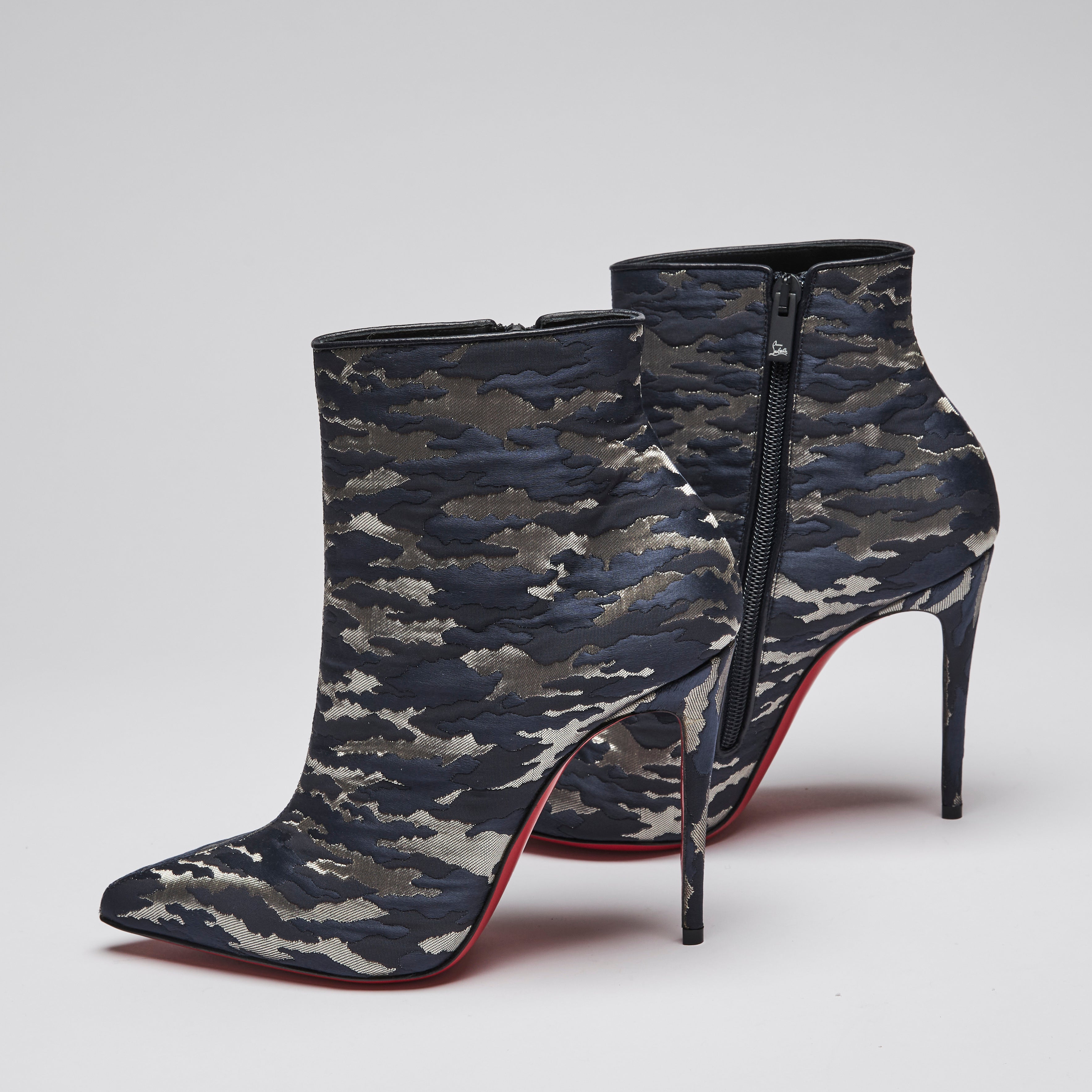 Christian Louboutin Black Embroidered Fabric So Kate Ankle Booties