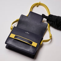 Delvaux Madame Mini Shoulder Bag in Navy & Yellow